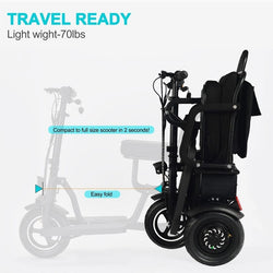 MotoTec Folding Mobility Electric Trike 48v 700w Dual Motor Lithium Black Electric Trikes / Mobility MotoTec
