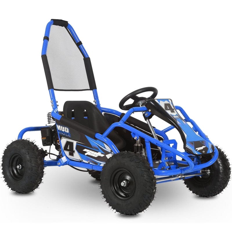 MotoTec Mud Monster Kids Gas Powered 98cc Go Kart Full Suspension Green Gas Go Karts MotoTec