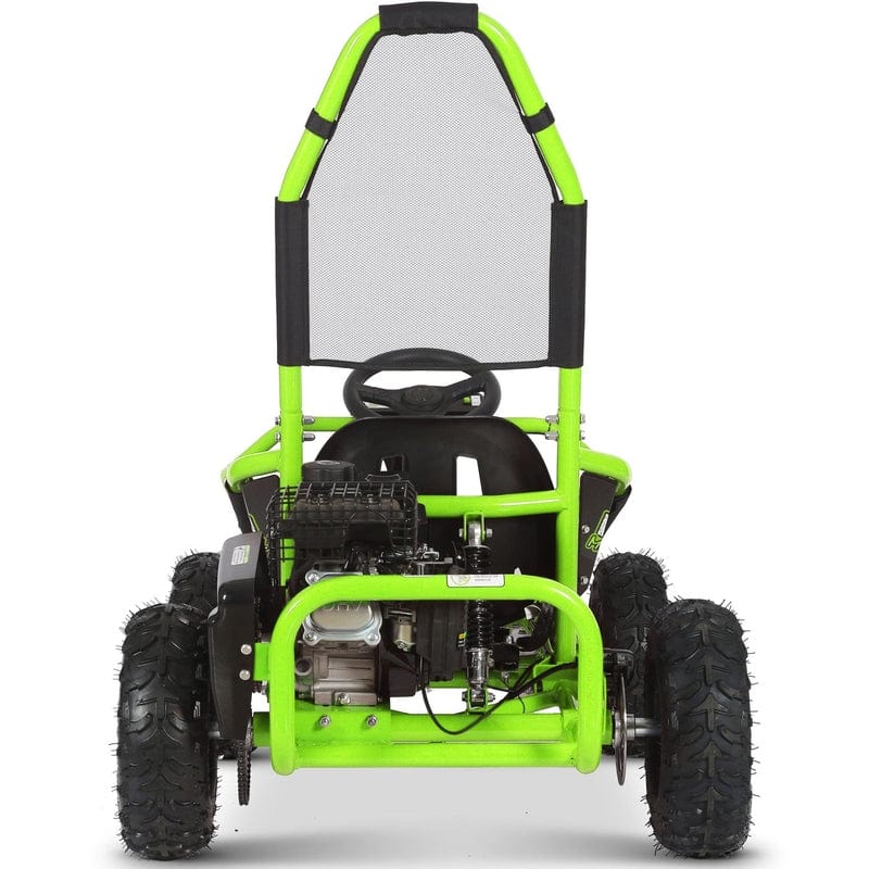 MotoTec Mud Monster Kids Gas Powered 98cc Go Kart Full Suspension Green Gas Go Karts MotoTec