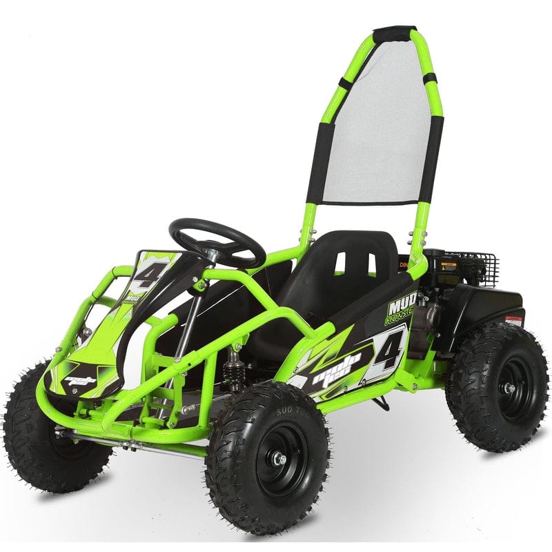 MotoTec Mud Monster Kids Gas Powered 98cc Go Kart Full Suspension Green Gas Go Karts MotoTec Green No ($0.00) No Assembly - Ships in factory box
