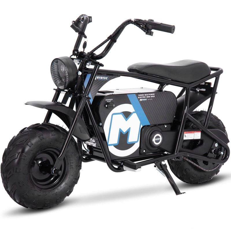 MotoTec 48v 1000w Electric Powered Mini Bike Black Electric Mini Bikes MotoTec