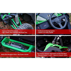 MotoTec Raider Kids UTV 48v 1200w Full Suspension Electric UTVs MotoTec