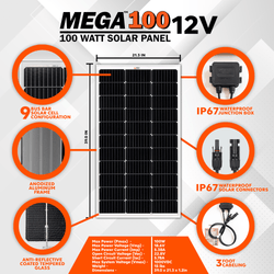 RICH SOLAR MEGA 100 | 100 Watt Solar Panel | Premier 12V Off-Grid Solar Panel for Vans, Campers, Boats | 25-Year Output Warranty | UL Certified Rigid Solar Panels RICH SOLAR
