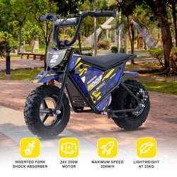 MotoTec 24v 250w (HP120E) Electric Powered Mini Bike Electric Mini Bikes MotoTec