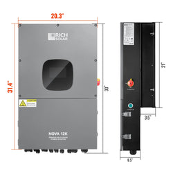 RICH SOLAR NOVA 12K | 12000 Watt 48V Split Phase Hybrid Inverter | 12000W PV Input, 10000W Continuous Output 120/240V | Premium 12000W 48V Hybrid Inverter for Cabins, ADUs, Tiny Homes, Residential, Agriculture, Off-Grid, On-Grid | UL Certified Hybrid Inverters RICH SOLAR