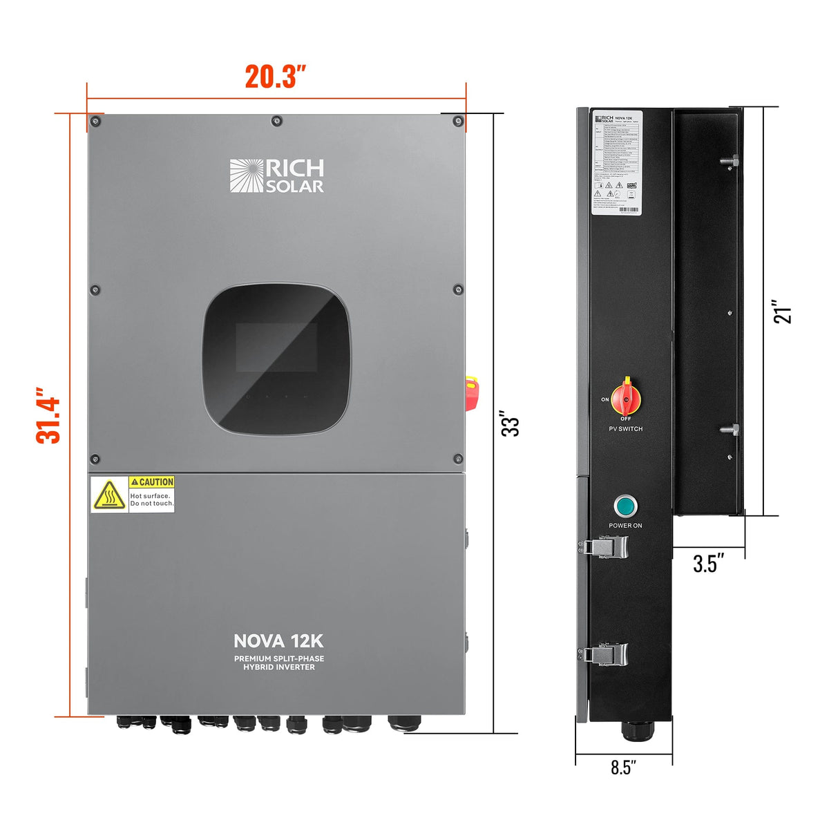 RICH SOLAR NOVA 12K | 12000 Watt 48V Split Phase Hybrid Inverter | 12000W PV Input, 10000W Continuous Output 120/240V | Premium 12000W 48V Hybrid Inverter for Cabins, ADUs, Tiny Homes, Residential, Agriculture, Off-Grid, On-Grid | UL Certified Hybrid Inverters RICH SOLAR