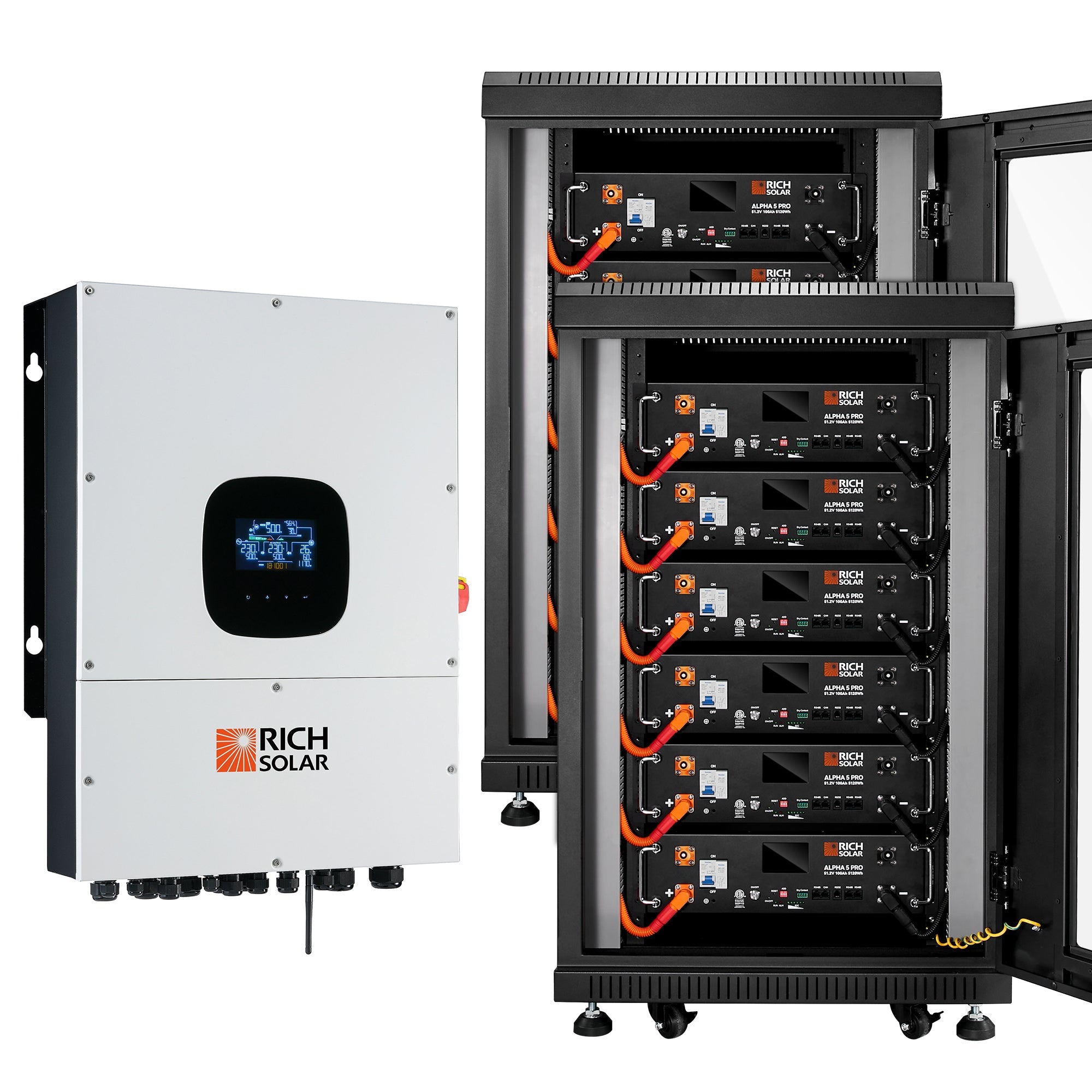 RICH SOLAR | NOVA 12K PV Hybrid Inverter Solar Kit | 61.44kWh Server Lithium Battery | [KIT-SR0002] Energy Storage Systems Rich Solar