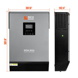 NOVA MAX 3K | 3000 Watt (3kW) 24 Volt Off-Grid Hybrid Solar Inverter | Powerful 3000W 24V Hybrid Inverter for RVs, Trailers, Campers, Vans, Trucks, Overlanders, Boats | #1 Ranked 24V Hybrid Inverter (BACKORDER - ETA: AUGUST) Hybrid Inverters RICH SOLAR