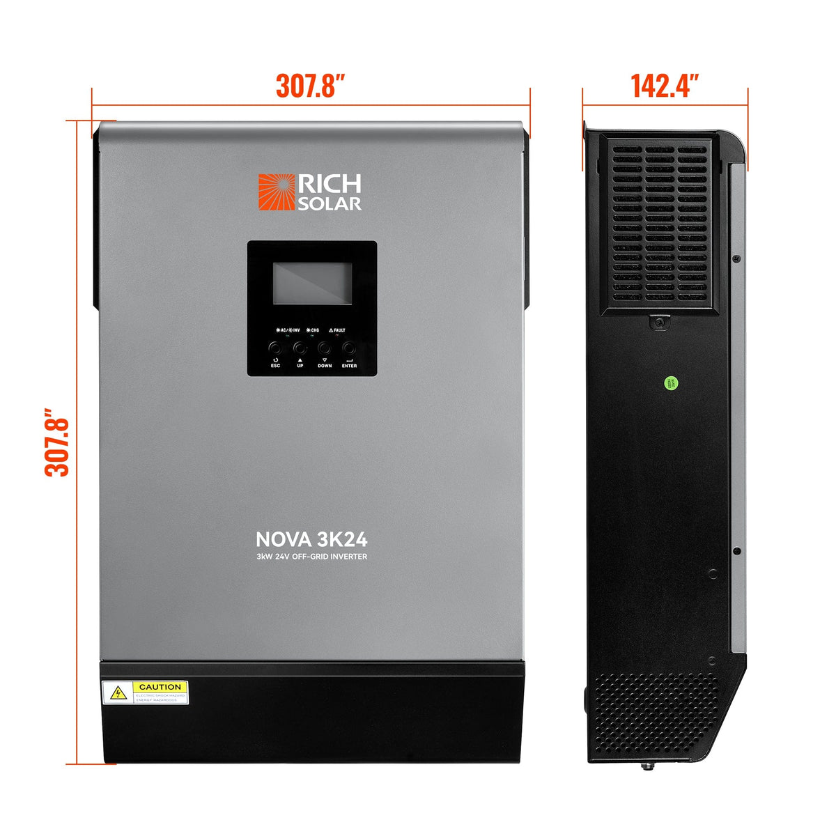 NOVA MAX 3K | 3000 Watt (3kW) 24 Volt Off-Grid Hybrid Solar Inverter | Powerful 3000W 24V Hybrid Inverter for RVs, Trailers, Campers, Vans, Trucks, Overlanders, Boats | #1 Ranked 24V Hybrid Inverter (BACKORDER - ETA: AUGUST) Hybrid Inverters RICH SOLAR
