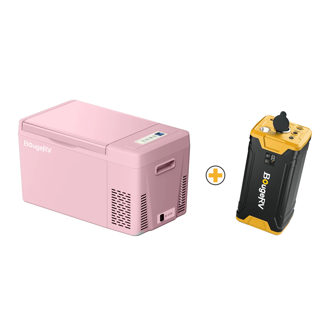 BougeRV 12V 23 Quart Colorful Pink Portable Fridge