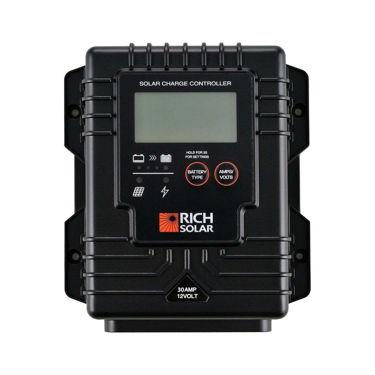 RICH SOLAR BRAVO Waterproof 30 | 30 Amp Waterproof PWM Solar Charge Controller | Waterproof 30A 12V PWM Controller for RVs, Trailers, Campers, Vans, Boats, Off-Grid | #1 Waterproof Solar Controller PWM Charge Controllers RICH SOLAR