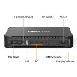 Pecron D39 DC UPS Battery Backup, 38.48Wh Small UPS for WiFi Router/Modem/Security Camera/Phone, With PoE Port, 5V/9V/12V