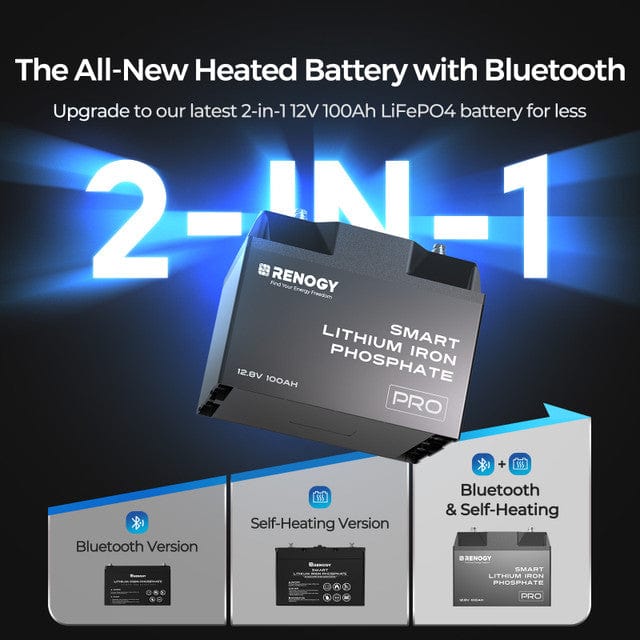Renogy 12V 100Ah Pro Smart Self-Heating Lithium Iron Phosphate Battery With Bluetooth Batteries Renogy