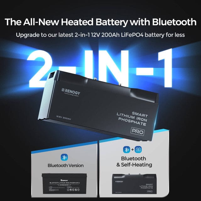 Renogy 12V 200Ah Pro Smart Lithium Iron Phosphate Battery w/Bluetooth & Self-heating Function Batteries Renogy