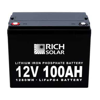 Front View of RICH SOLAR 100Ah Lithium Iron Phosphate Battery