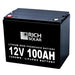 Tilted Front View of RICH SOLAR 100Ah Lithium Iron Phosphate Battery