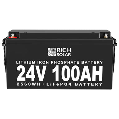 Front View of RICH SOLAR 24V 100Ah Lithium Iron Phosphate Battery