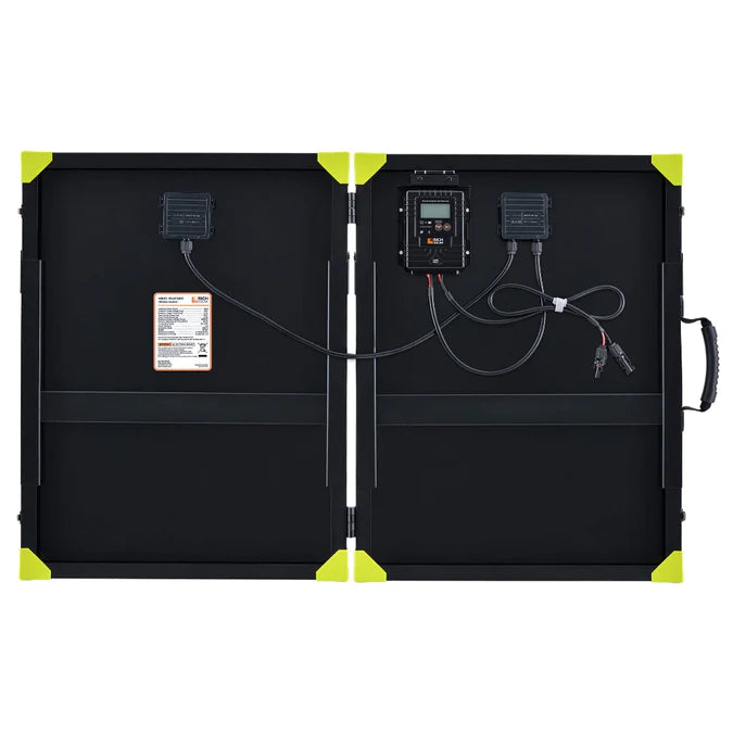 Flat back view of the RICHSOLAR Mega 100/200W Briefcase Portable Solar Charging Kit