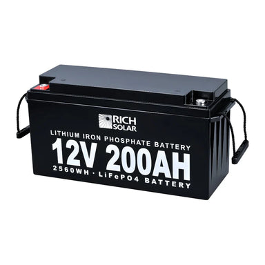 RICH SOLAR 12V 200Ah LiFePO4 Battery - Angled View to the Left