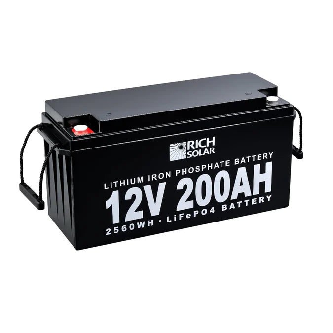 RICH SOLAR 12V 200Ah LiFePO4 Battery - Angled View to the Right