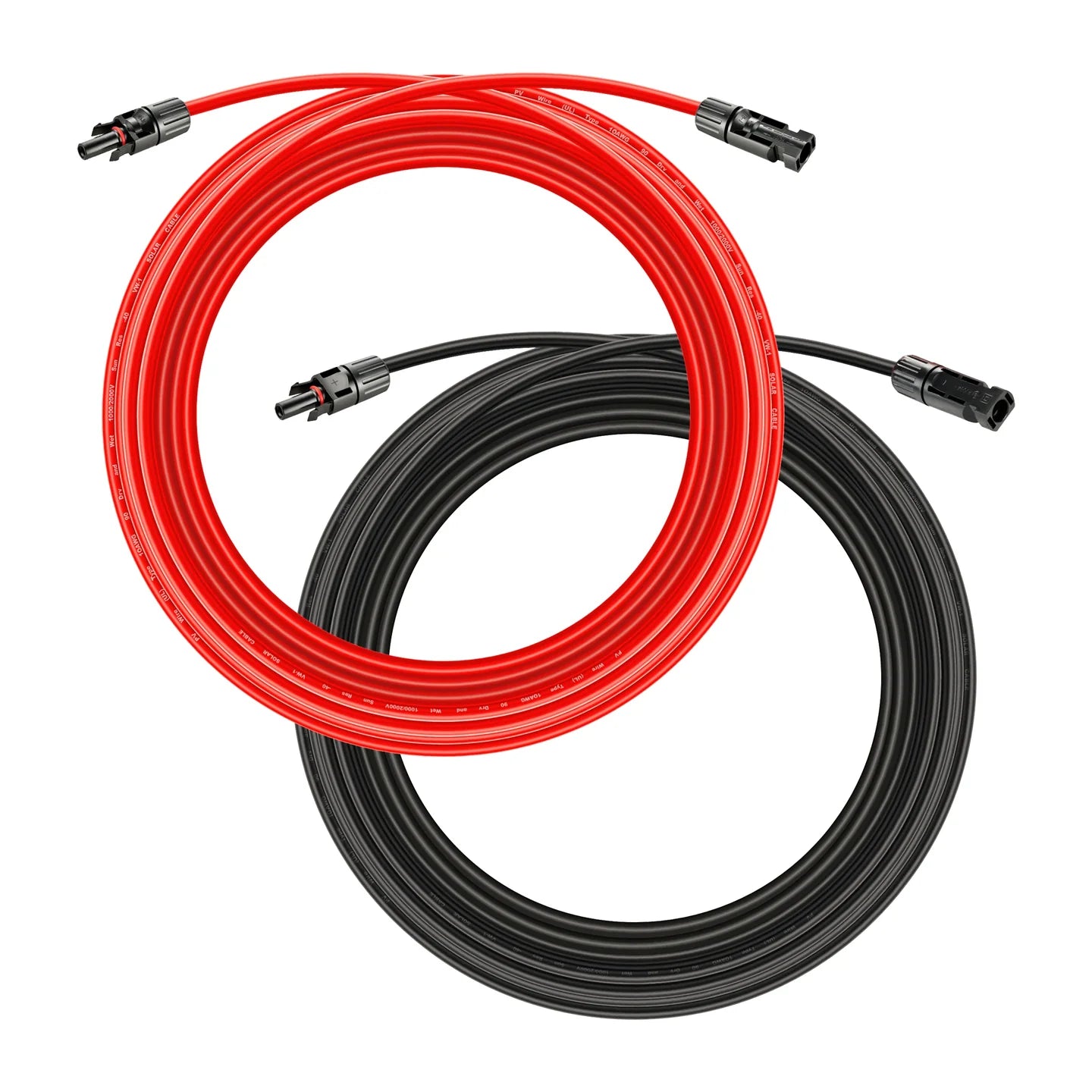 RICH SOLAR 10 Gauge (10AWG) Solar Panel Extension Cable Wire with Solar Connectors (Red & Black Set)