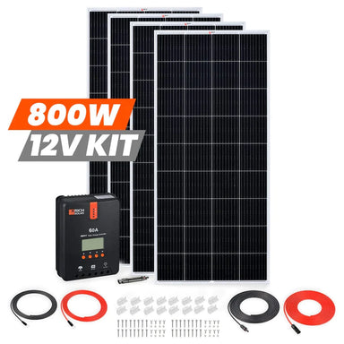 RICHSOLAR 800-Watt 12V Solar Kit Labeled