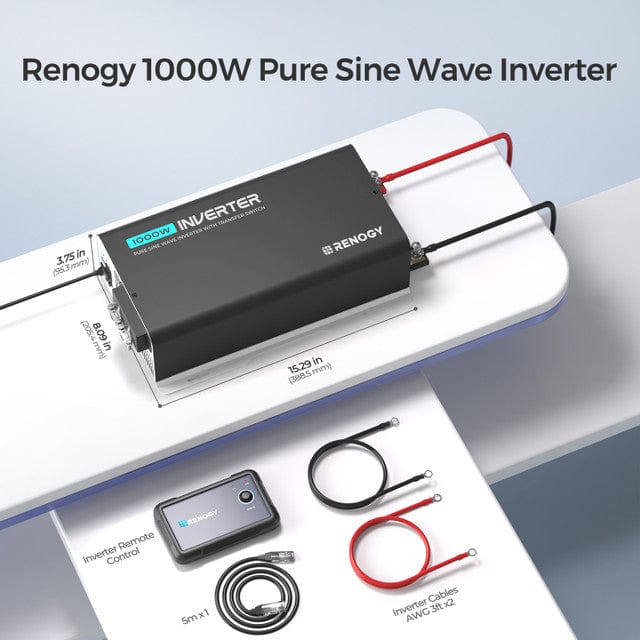 Renogy 1000W 12V Pure Sine Wave Inverter with UPS Transfer Switch and Built-in Bluetooth Inverters Renogy