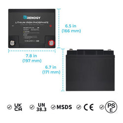 Renogy 12 Volt 50 Ah Lithium Iron Phosphate Battery Batteries Renogy