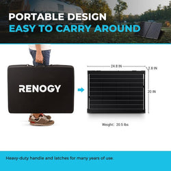 Renogy 100 Watt 12 Volt Monocrystalline Foldable Solar Suitcase w/o Controller Solar Panels Renogy