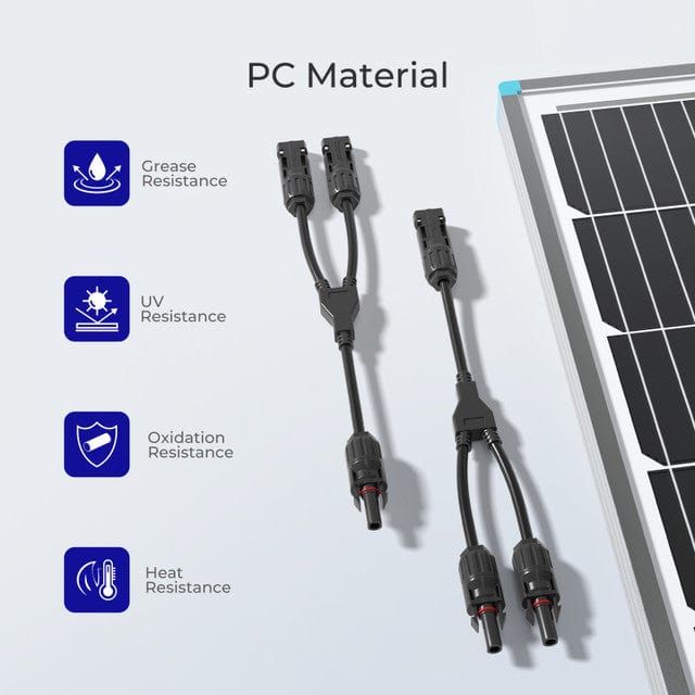 Renogy Solar Connectors Y Branch Parallel Adapter Cable MMF+FFM Pair Solar Panel Connectors Renogy