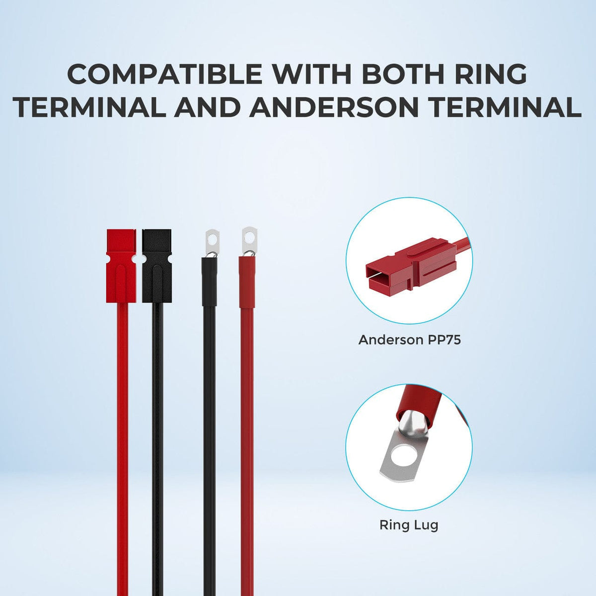 Renogy 10FT 6AWG Anderson Adapter Cable (Anderson PP75 - 3/8 in Lugs） Battery & Inverter Cables Renogy