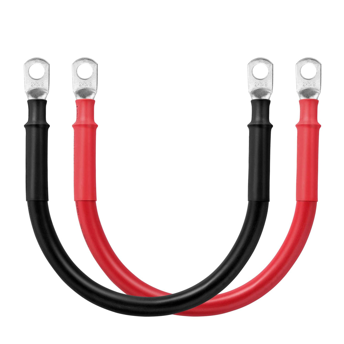 RICH SOLAR 2 Gauge 5/16” Battery Cables | Pair of 2AWG Red and Black Pure Copper Inverter Battery Cables with 5/16” Lugs | Choose Cable Length: 1ft, 1.5ft, 2ft, 3ft, 4ft, 5ft, 6ft, 8ft, 10ft Wiring Cable RICH SOLAR