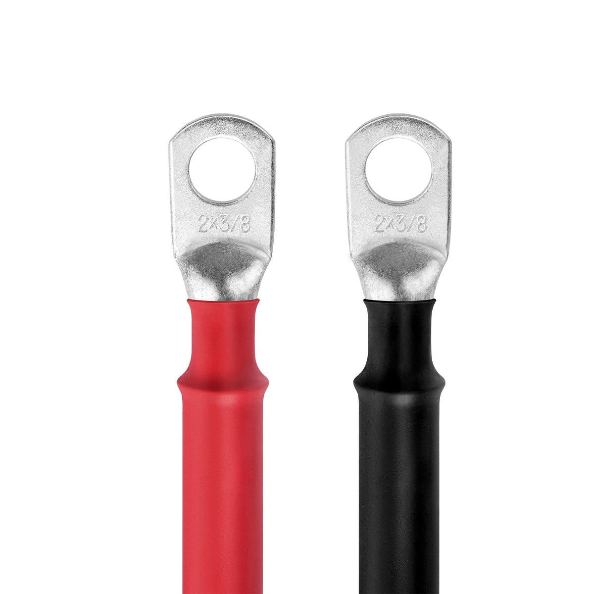 RICH SOLAR 2 Gauge 5/16” Battery Cables | Pair of 2AWG Red and Black Pure Copper Inverter Battery Cables with 5/16” Lugs | Choose Cable Length: 1ft, 1.5ft, 2ft, 3ft, 4ft, 5ft, 6ft, 8ft, 10ft Wiring Cable RICH SOLAR