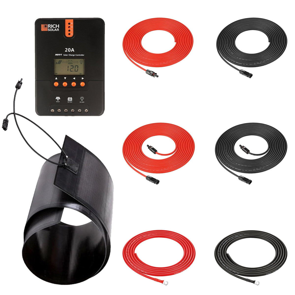 RICH SOLAR | 160 Watt Flexible Solar Kit with 20A MPPT Controller 20A MPPT KITS RICH SOLAR