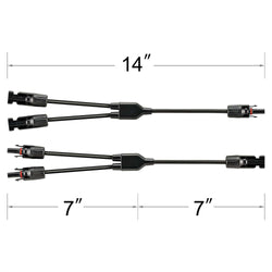 RICH SOLAR Y Branch 2-to-1 Solar Panel Parallel Adapters | Weatherproof PV Adapters for Solar Connection | Plug and Play Connectors RICH SOLAR