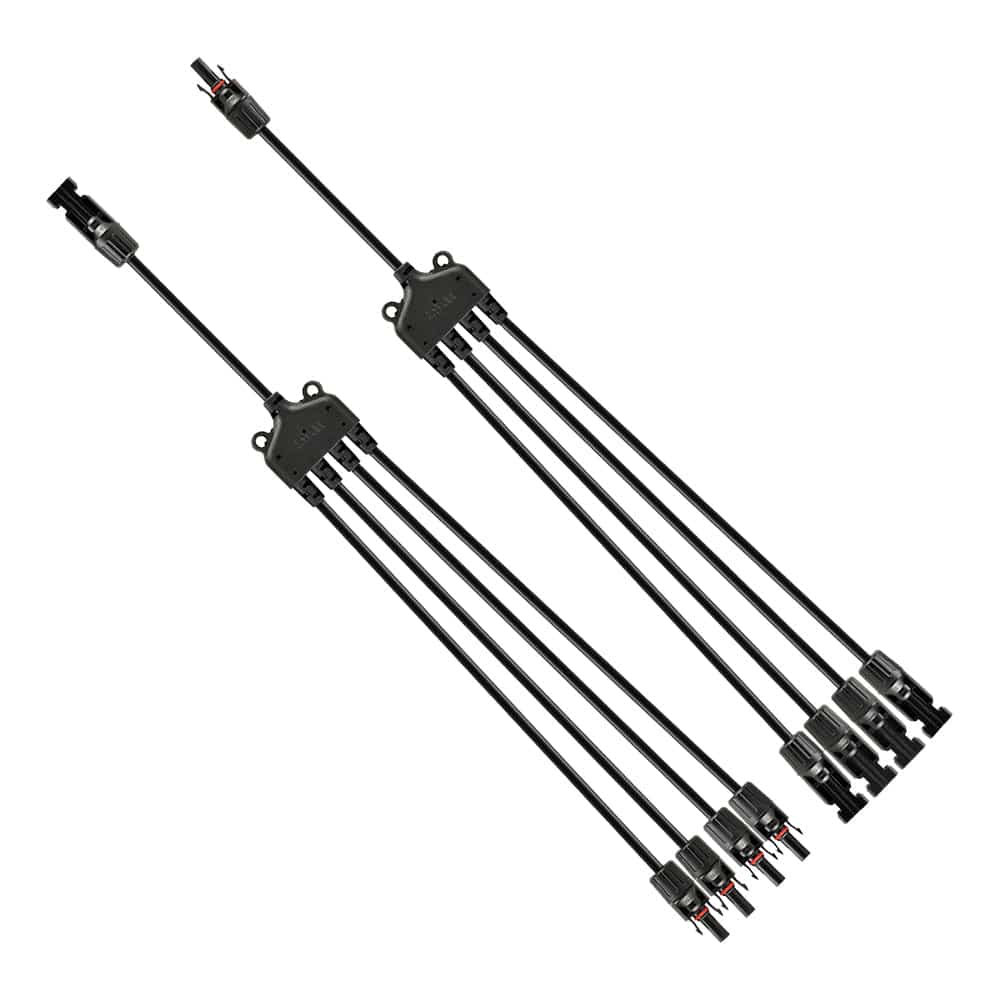 RICH SOLAR Y Branch Parallel Adapters 4-to-1 | 4-to-1 Weatherproof Parallel Adapters for Solar Panels | Easy to Install Connectors RICH SOLAR