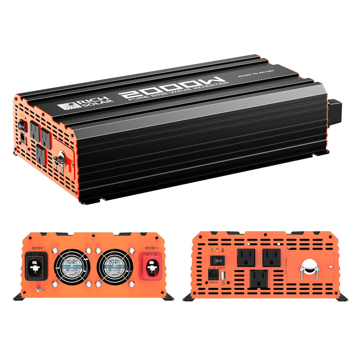 RICH SOLAR NOVA PURE MAX 2K | 2000 Watt (2kW) 24 Volt Industrial Pure Sine Wave Inverter | Premier 2000W 24V Off-Grid Inverter for RVs, Trailers, Campers, Vans, Trucks, Overlanders, Boats | #1 Ranked 24V Pure Sine Wave Inverter Off-Grid Inverters RICH SOLAR