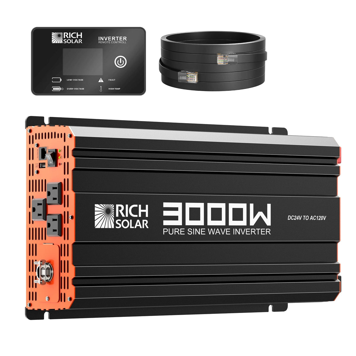 RICH SOLAR NOVA PURE MAX 3K | 3000 Watt (3kW) 24 Volt Industrial Pure Sine Wave Inverter | Premier 3000W 24V Off-Grid Inverter for RVs, Trailers, Campers, Vans, Trucks, Overlanders, Boats | #1 Ranked 24V Pure Sine Wave Inverter Off-Grid Inverters RICH SOLAR