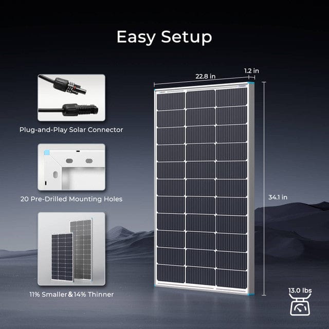 Renogy 16BB N-Type 100 Watt Monocrystalline Solar Panels Solar Panels Renogy