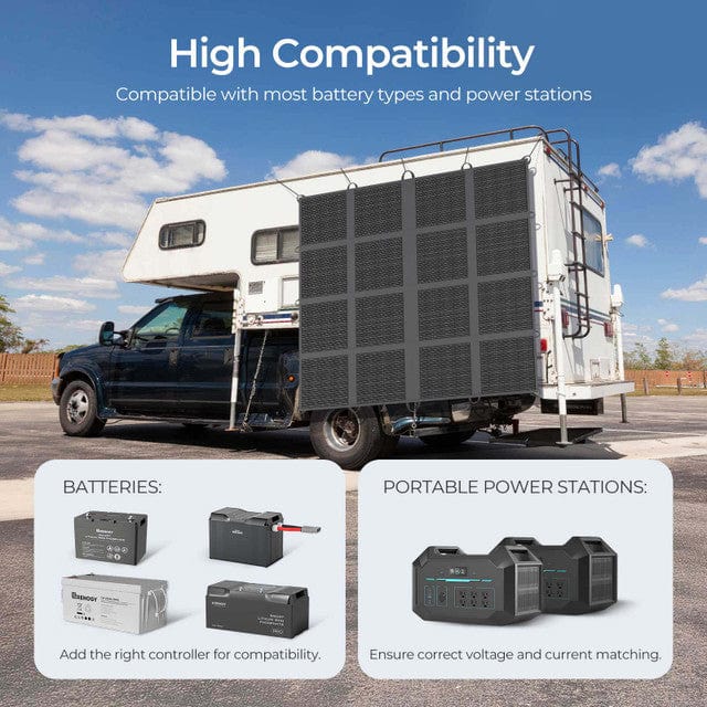 RSP400SB08 solar panel compatibility with batteries & power stations