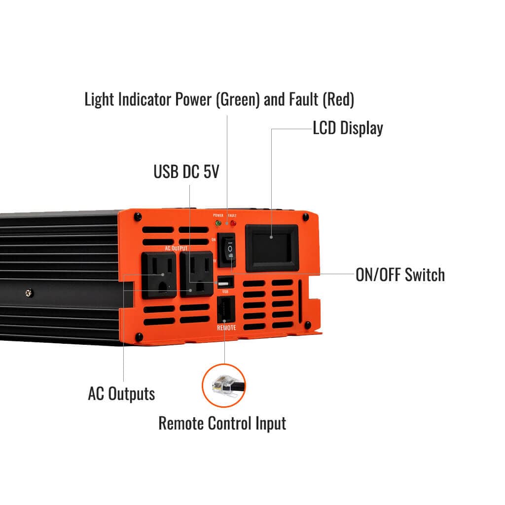 RICH SOLAR NOVA PURE 1.5K | 1500 (1.5kW) Watt 12 Volt Industrial Pure Sine Wave Inverter | Powerful 1500W 12V Off-Grid Inverter for RVs, Trailers, Campers, Vans, Trucks, Overlanders, Boats | Top Rated Off-Grid Inverters RICH SOLAR