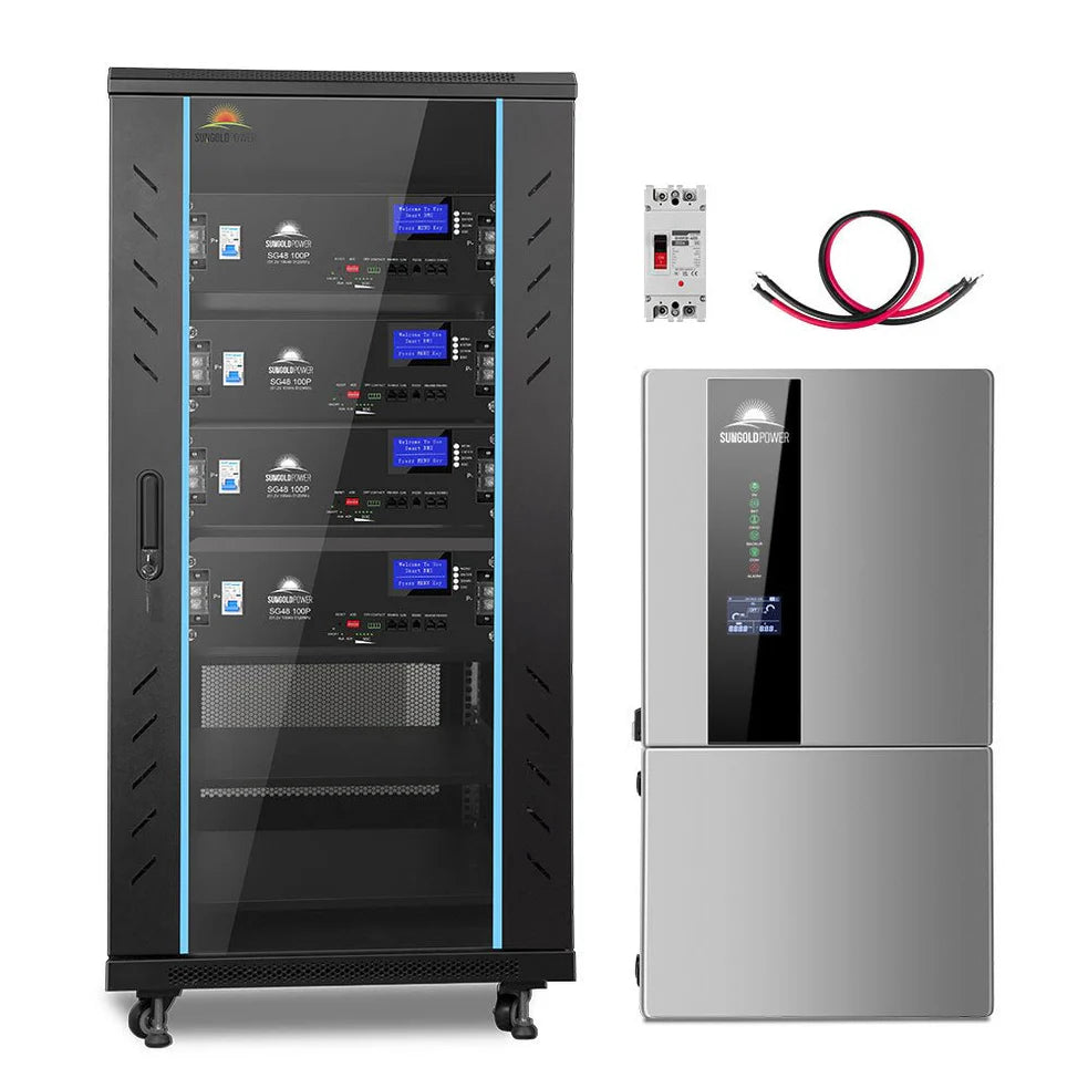 SunGold Power Hybrid Solar Kit 11.4KW 48V Split Phase 20.48KWH Lithium Battery 450 Watt Solar Panel