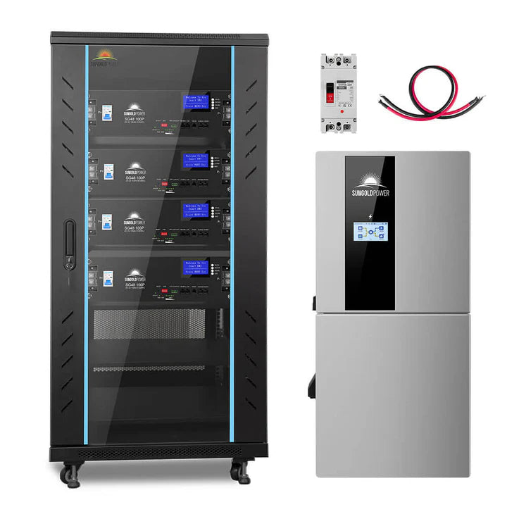 SunGold Power Hybrid Solar Kit 11.4KW 48V Split Phase 20.48KWH Lithium Battery 450 Watt Solar Panel