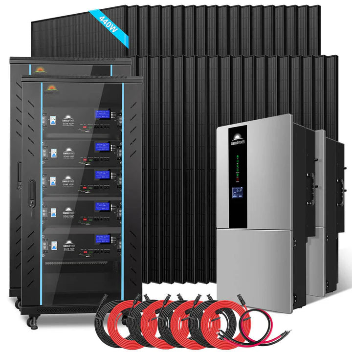 SunGold Power | Hybrid Solar Kit | 11.4kW 48V Split Phase | 51.2 kWh Lithium Battery | 36 x 440 Watt Solar Panels | SGH-11N5E Solar Kits SunGoldPower