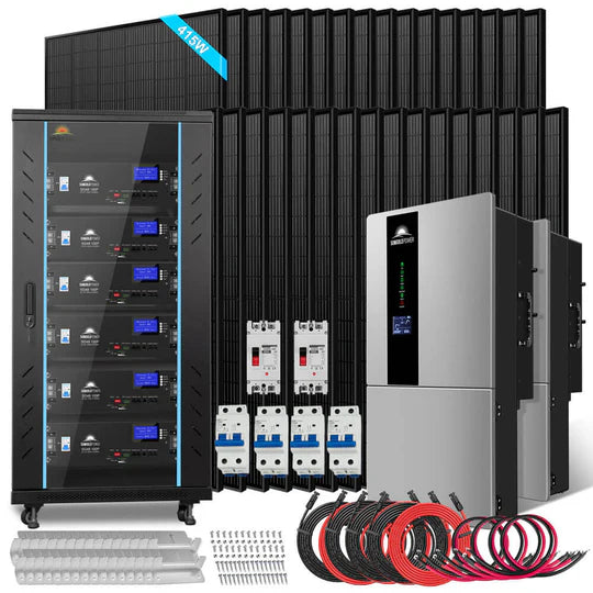 Sungold Power Hybrid Solar Kit 15.2KW 48V Split Phase 30.72 KWH Lithium Battery 32 X 415 Watt Solar Panel