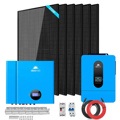 Sungold Power 6500W 48VDC 120/240VAC Off-Grid Solar Kit with 10.24KWH PowerWall Lithium Battery 6 X 370 Watts Solar Panels SGM-6510M Wall-Mounted Solar Kit SunGoldPower