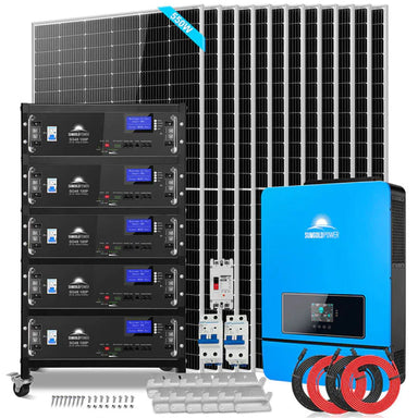 Sungold Power Off-Grid Solar Kit 12 X 550 WATTS SOLAR PANELS 25.6KWH LITHIUM BATTERY 10KW SOLAR INVERTER 48VDC 120V/240V Solar Kits SunGoldPower