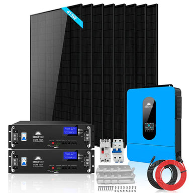 SunGold Power | Off-Grid Solar Kit | 6,500W 48VDC 120/240VAC | LiFePO4 10.24 kWh Lithium Battery | 8 x 415W Solar Panels | SGR-6510E Solar Kits SunGoldPower