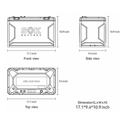 SOK Battery 24V 150AH, PLASTIC BOX, with Blutooth, Heater PAD, Victron/NMEA 2000 Communication Battery SOK Battery
