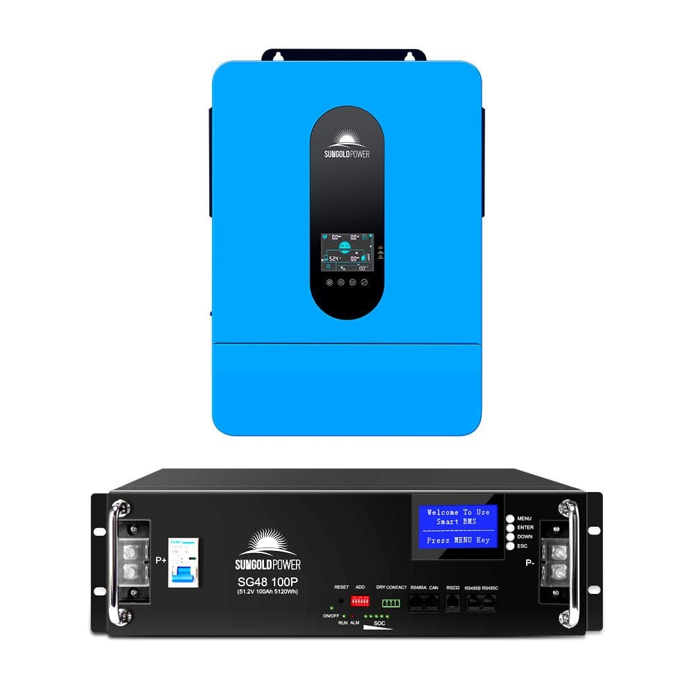 SunGold Power | 6.5kW 48V Split Phase Solar Inverter | SPH6548P Hybrid Inverters SunGoldPower Inverter+48V 100AH Lithium Battery